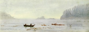 Bierstadt Lienzo - Pescador indio luminismo paisaje marino Albert Bierstadt